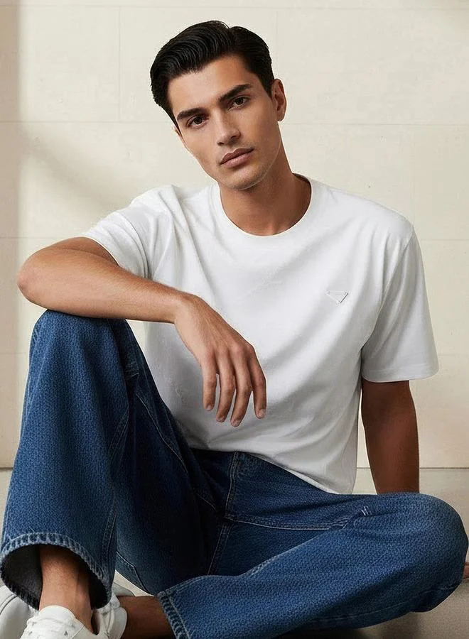 Lee Cooper Men Regular Fit Crew Neck Short Sleeves Jacquard T-shirt